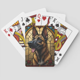 Baraja De Cartas Ilustracion Malinois con Estilo Vidrio Manchado de