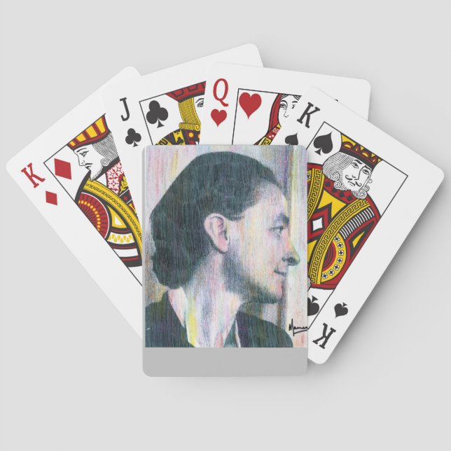 Baraja De Cartas ilustracion moderno de Georgia O'keeffe negro y gr (Reverso)