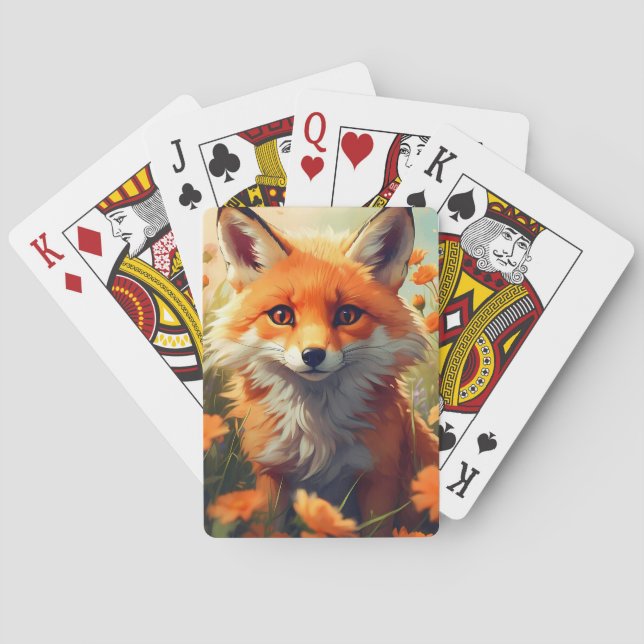Baraja De Cartas ilustracion naranja fox (Reverso)