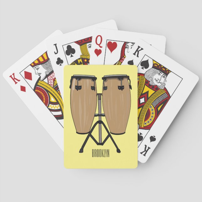 Baraja De Cartas Ilustracion personalizado Bongo drum (Reverso)