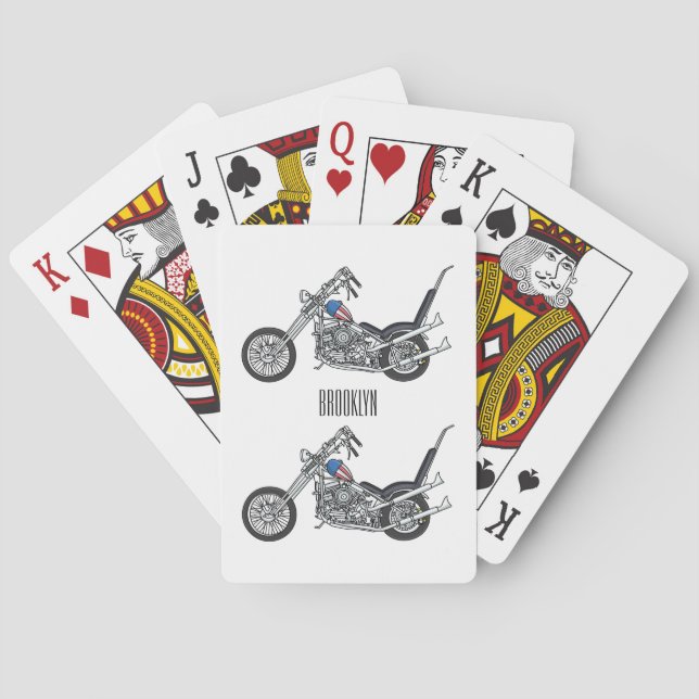 Baraja De Cartas Ilustracion personalizado Chopper Motorcycle 1950 (Reverso)
