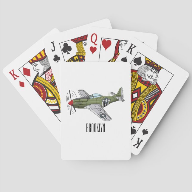 Baraja De Cartas Ilustracion personalizado de avión militar (Reverso)