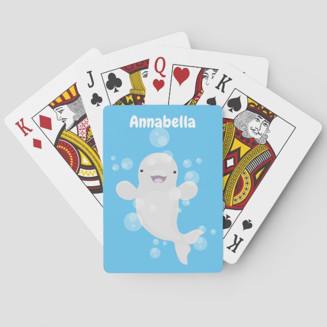 Baraja De Cartas Ilustracion personalizado de ballenas de la beluga (Reverso)