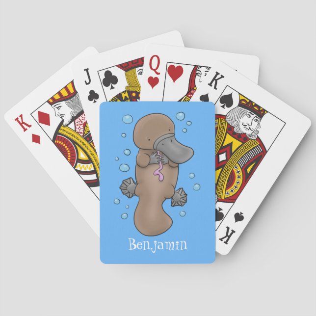 Baraja De Cartas Ilustracion personalizado de bebé de plaquypus fel (Reverso)