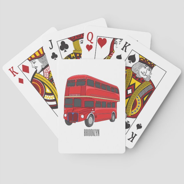Baraja De Cartas Ilustracion personalizado de bus de dos pisos (Reverso)