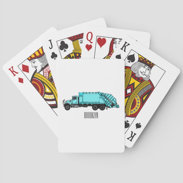 Baraja De Cartas Ilustracion personalizado de camión de basura (Reverso)