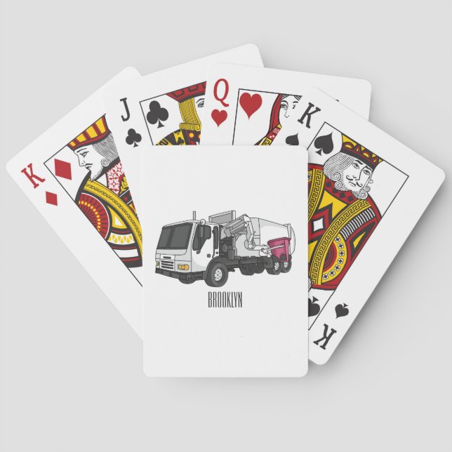 Baraja De Cartas Ilustracion personalizado de camión de basura (Reverso)
