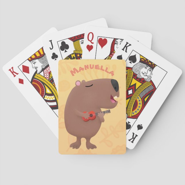 Baraja De Cartas Ilustracion personalizado de capybara ukulele cant (Reverso)