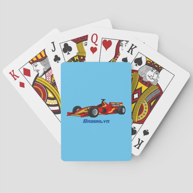 Baraja De Cartas Ilustracion personalizado de coches de carreras de (Reverso)