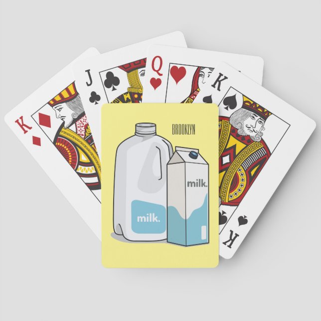 Baraja De Cartas Ilustracion personalizado de leche (Reverso)