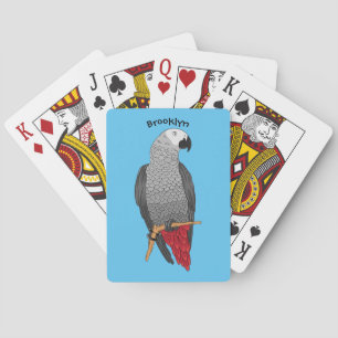 Baraja De Cartas Ilustracion personalizado de loro gris africano