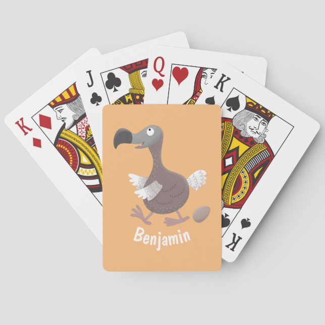 Baraja De Cartas Ilustracion personalizado de pájaro dodo gracioso (Reverso)