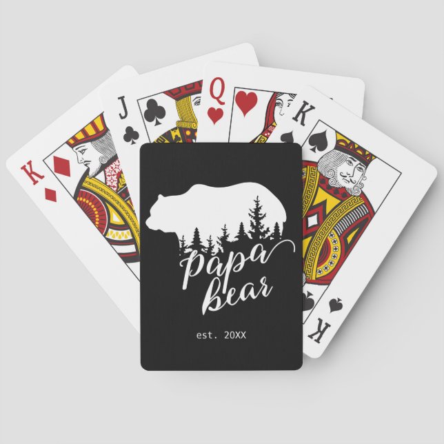 Baraja De Cartas Ilustracion personalizado de Papa oso Woodland (Reverso)
