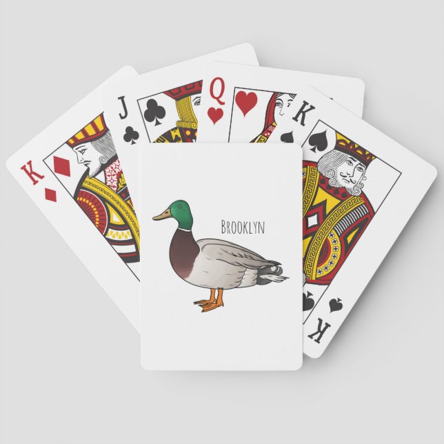 Baraja De Cartas Ilustracion personalizado de pato mallard (Reverso)