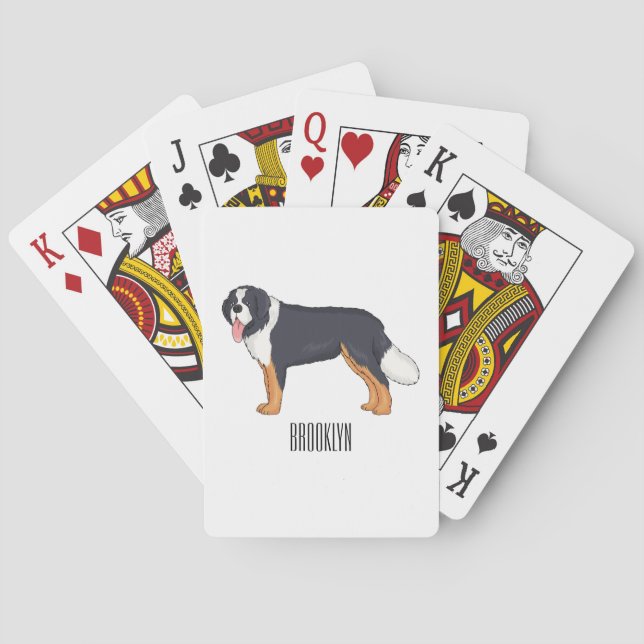 Baraja De Cartas Ilustracion personalizado de perro de montaña de B (Reverso)