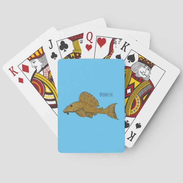 Baraja De Cartas Ilustracion personalizado de pescado Pleco (Reverso)