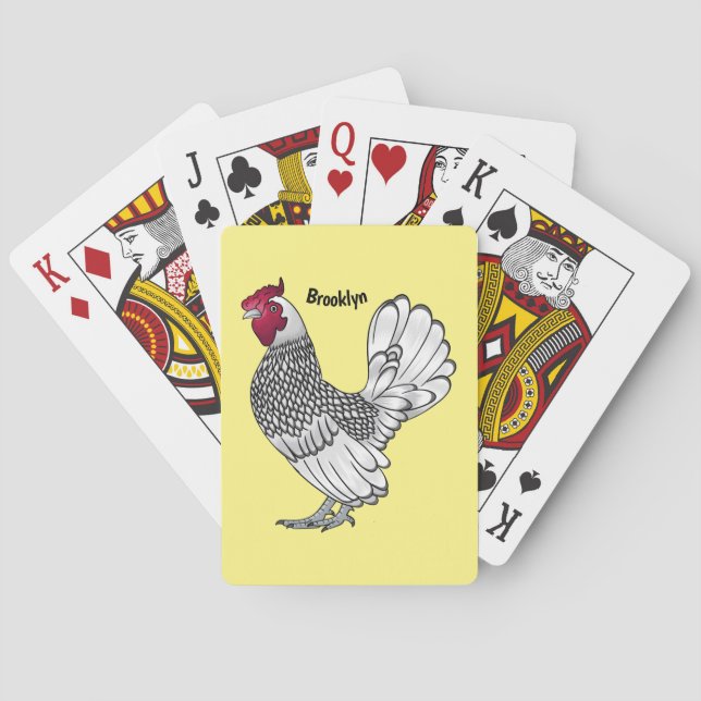 Baraja De Cartas Ilustracion personalizado de pollo de Sebright (Reverso)
