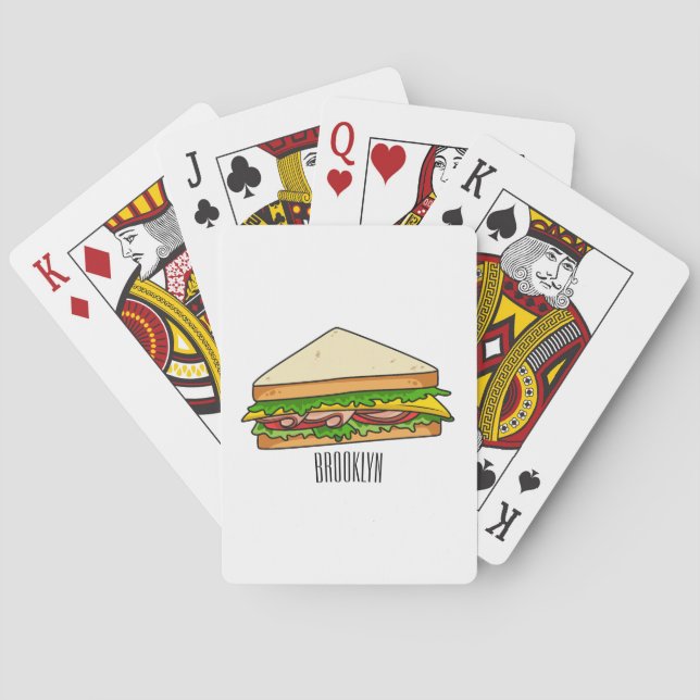 Baraja De Cartas Ilustracion personalizado de sándwich (Reverso)