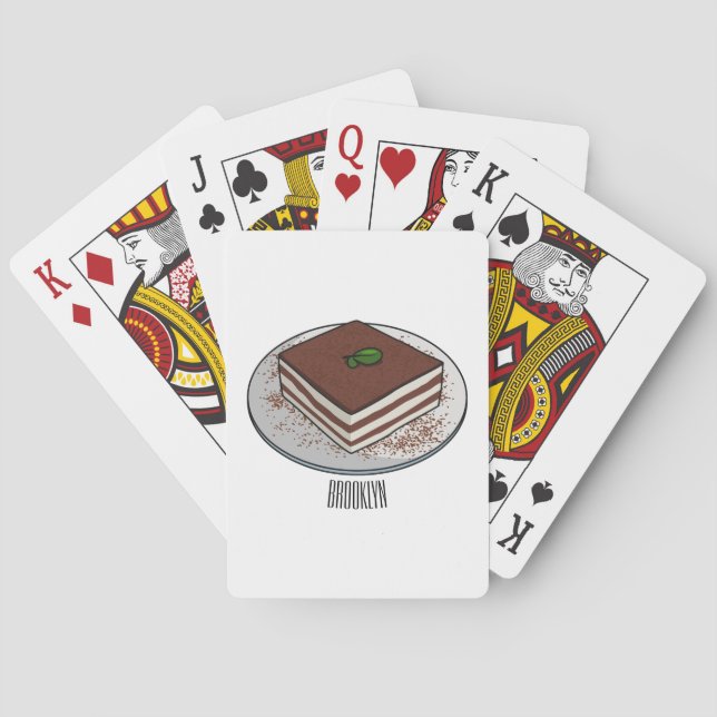 Baraja De Cartas Ilustracion personalizado de tarta de Tiramisu (Reverso)
