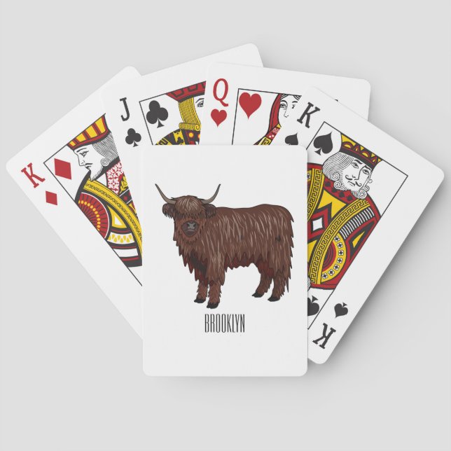 Baraja De Cartas Ilustracion personalizado de vaca de Highland (Reverso)