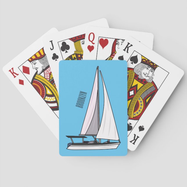 Baraja De Cartas Ilustracion personalizado de velero (Reverso)