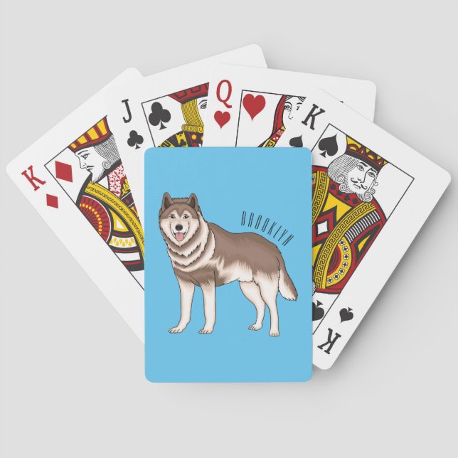 Baraja De Cartas Ilustracion personalizado husky siberiano (Reverso)