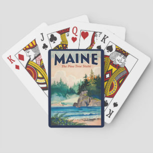 Baraja De Cartas Ilustración pictórica del faro de Maine Arte de vi