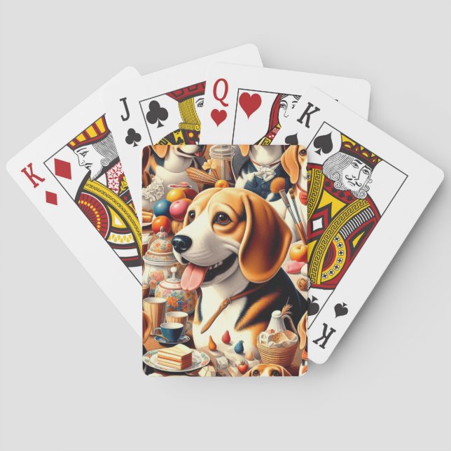 Baraja De Cartas Ilustracion Retro Cute Beagle (Reverso)
