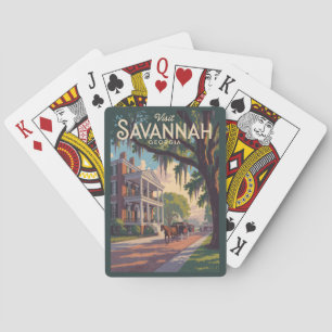 Baraja De Cartas Ilustración retro de caballo y carruaje de Savanna