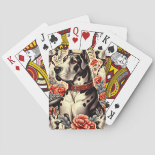 Baraja De Cartas Ilustracion Retro Great Dane