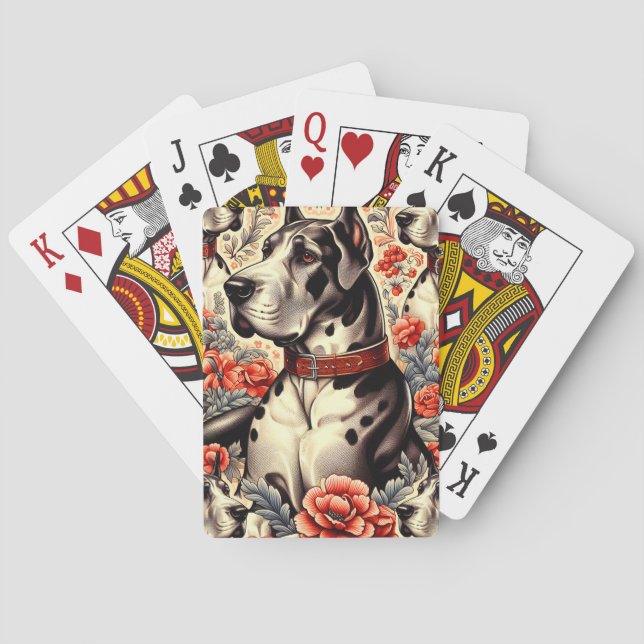 Baraja De Cartas Ilustracion Retro Great Dane (Reverso)