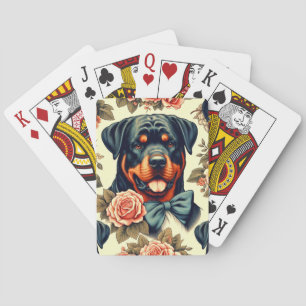 Baraja De Cartas Ilustracion Retro Rottweiler