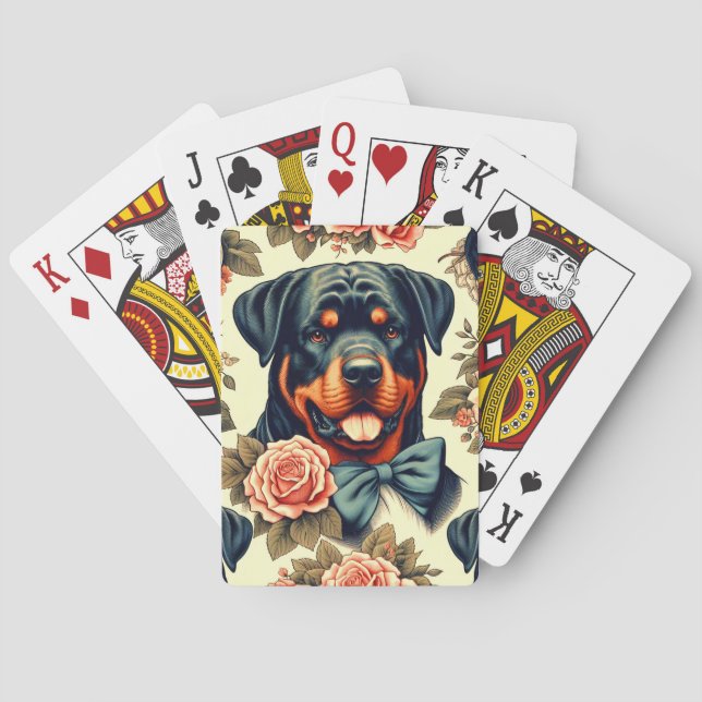 Baraja De Cartas Ilustracion Retro Rottweiler (Reverso)