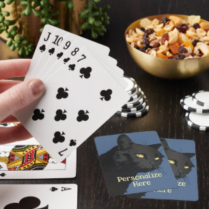 Baraja De Cartas Ilustración vintage de gato negro sarcástico y esp