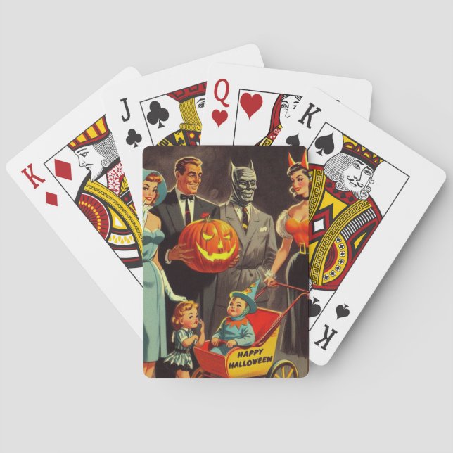 Baraja De Cartas Ilustracion Vintage Halloween (Reverso)