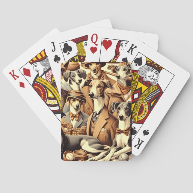 Baraja De Cartas Ilustracion vintage italiano Greyhound (Reverso)