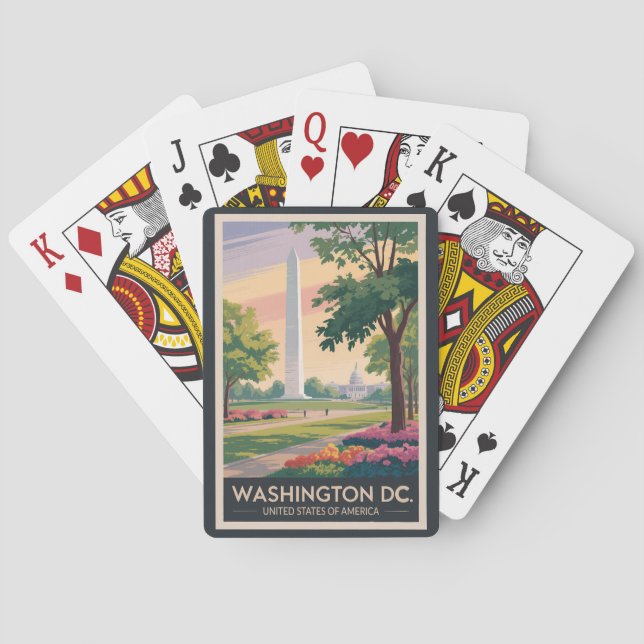 Baraja De Cartas Ilustracion Washington DC Viaje de arte (Reverso)