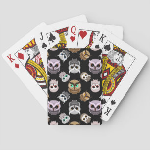 Baraja De Cartas Ilustraciones de búho lindos sobre fondo negro