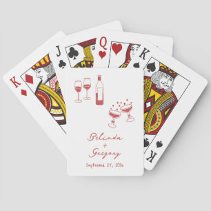Baraja De Cartas Ilustraciones De Dibujos A Mano En Color Borgoña P