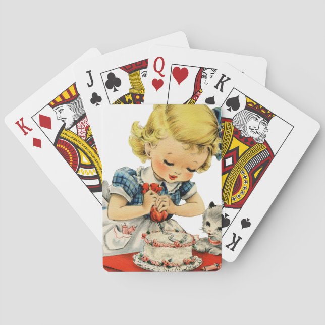 Baraja De Cartas Ilustraciones retras del gato de la torta del (Reverso)