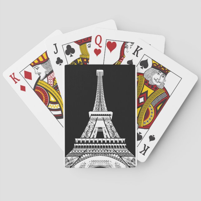 Baraja De Cartas Imagen en blanco negro de la Torre Eiffel (Reverso)