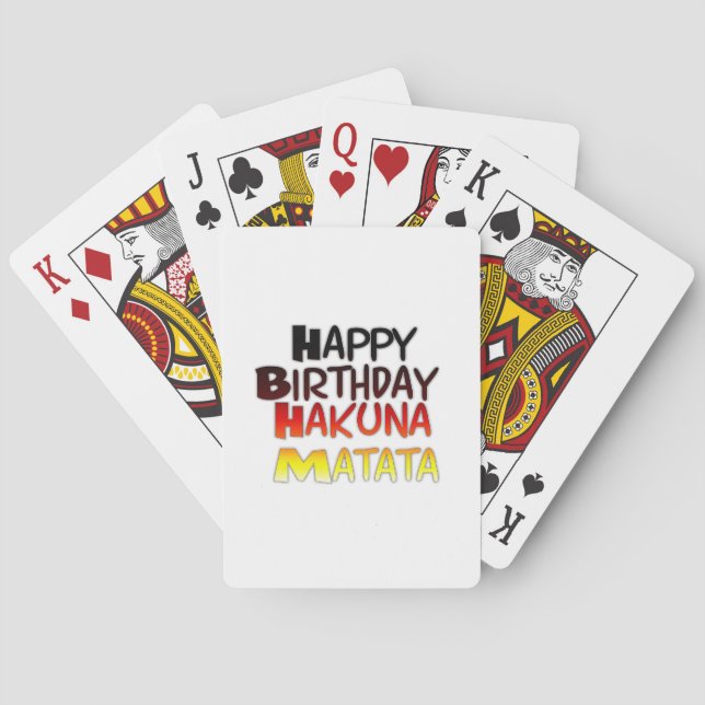 Baraja De Cartas Impresión artística del cumpleaños Hakuna Matata (Reverso)
