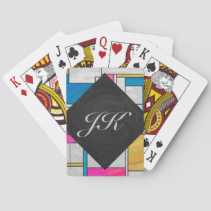 Baraja De Cartas Impresión azul rosa amarillo mondriano
