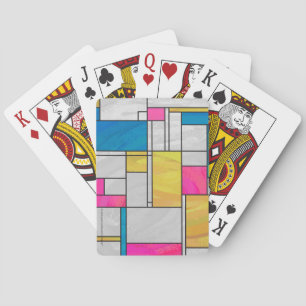 Baraja De Cartas Impresión azul rosa amarillo mondriano
