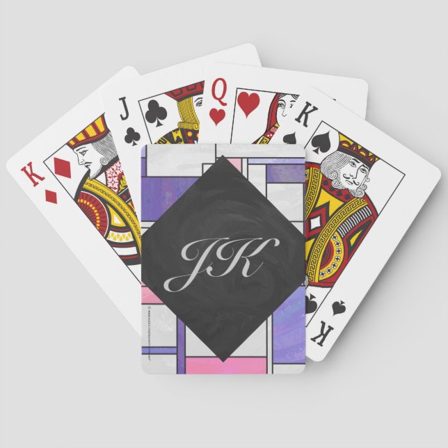 Baraja De Cartas Impresión blanca rosada morada mondriana