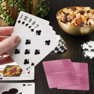 Baraja De Cartas Impresión de animal de cocodrilo falso rosa