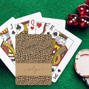 Baraja De Cartas Impresión de Animal Leopardo Marrón y Negro Nombre
