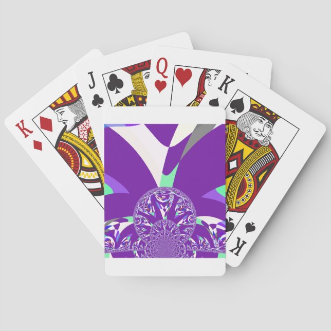 Baraja De Cartas Impresión de arte azul cian kaleidoscope (Reverso)