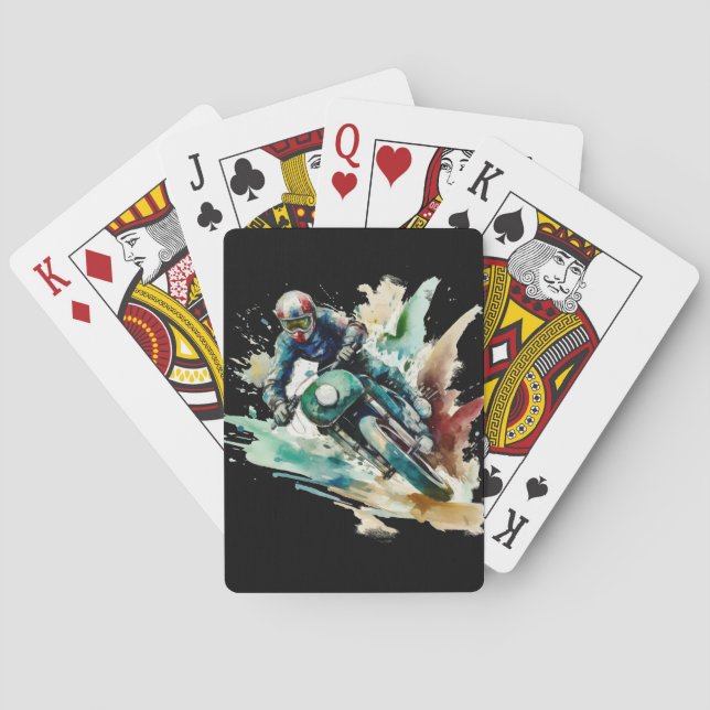 Baraja De Cartas Impresión de arte en motocicleta - Gráfico de acua (Reverso)