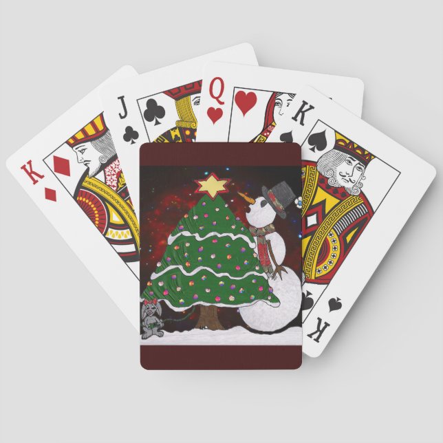 Baraja De Cartas Impresión de arte sorpresa para Snowman Tree Chris (Reverso)